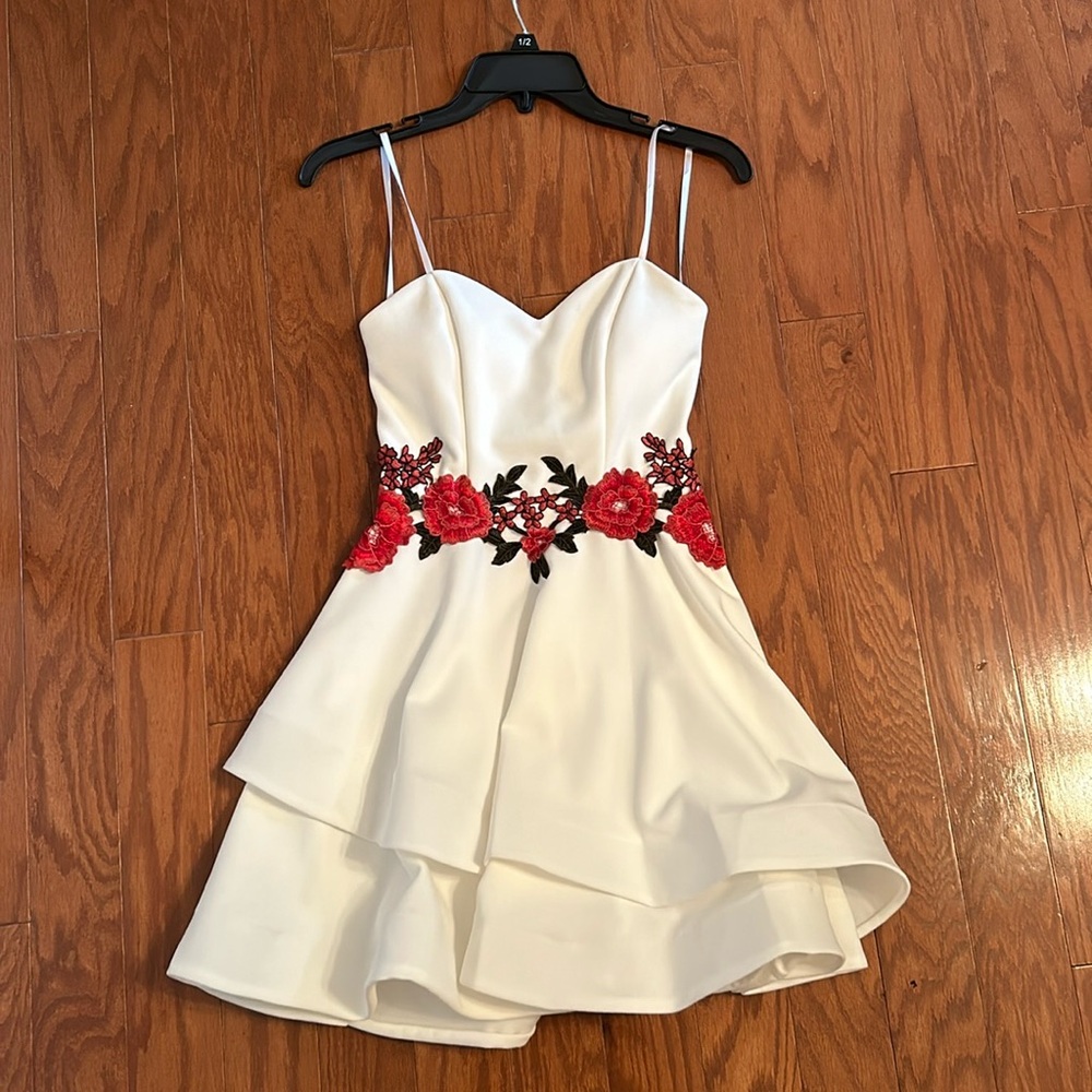 Adorable Strapless White & Floral Dress